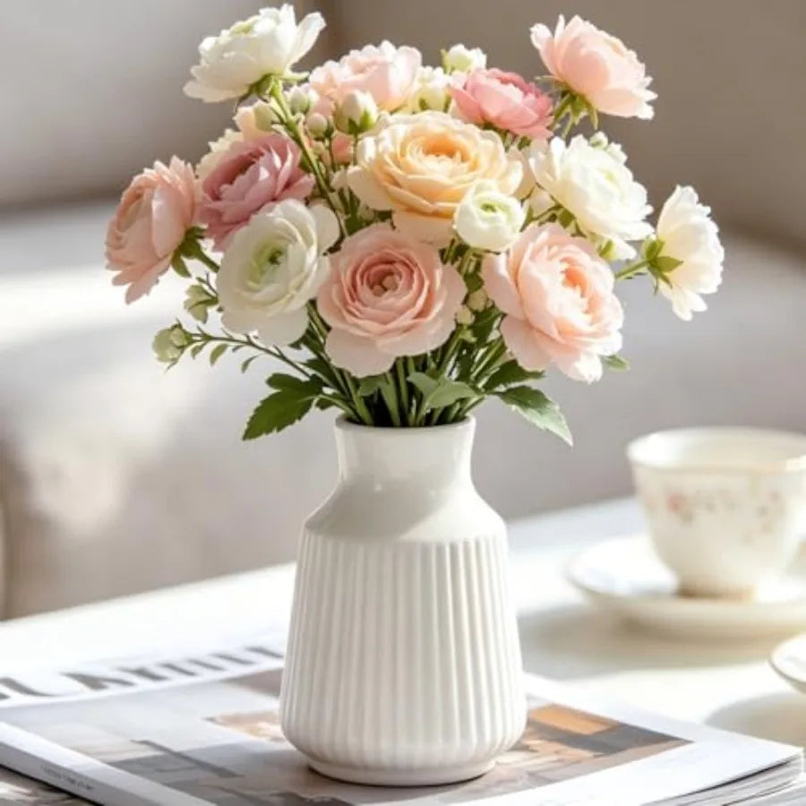 Ceramic Flower Vase Home Decor Farmhouse Rustic Vase Decorative Table Large Terracotta Vases Living Room Mantle Fireplace Kitch