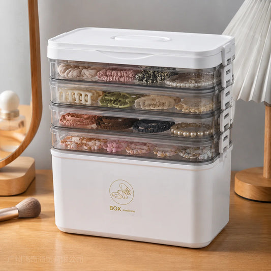 Large Stackable Storage Box with Lid | Multi-Tier Organizer for First Aid, Cosmetics, Crafts & Home Essentials
