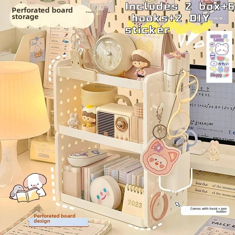 Multi-functional 3-tier Desktop Organizer, Desktop Shelf, Hole Board