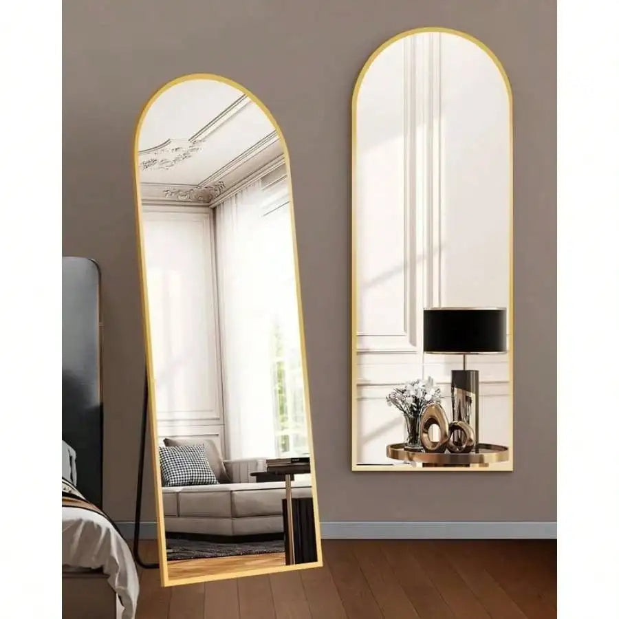 Arched Full Length Mirror Floor Mirror Wall Mounted Gold
