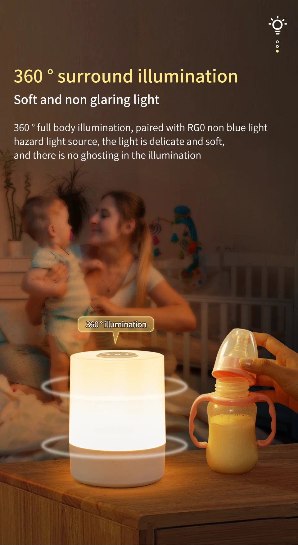Remote Control Switch Rechargeable Three Colors Lights Night Lamp