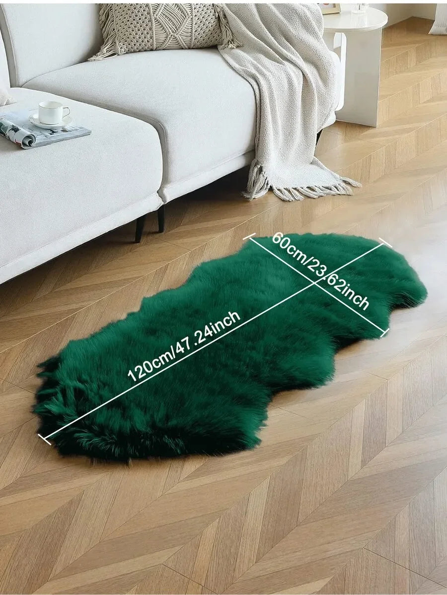 1PC Soft Faux Fur Rug White Fluffy Area Rug For Living Room