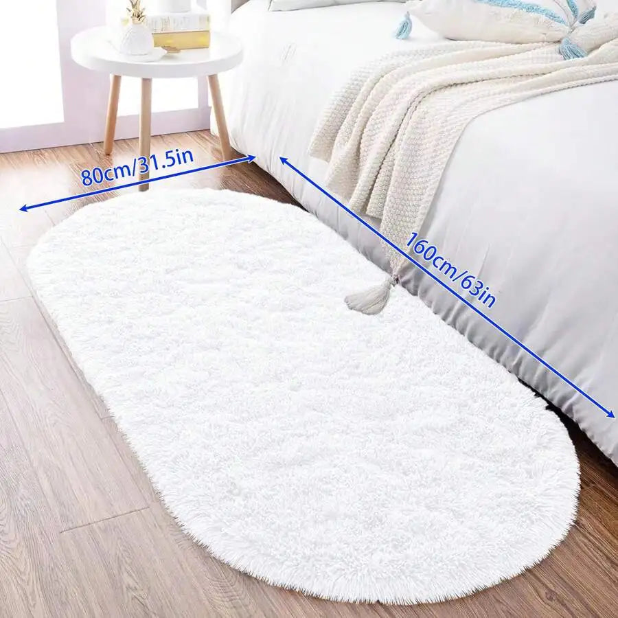 1pc Soft & Fluffy Oval Non-Slip Water-Resistant Carpet