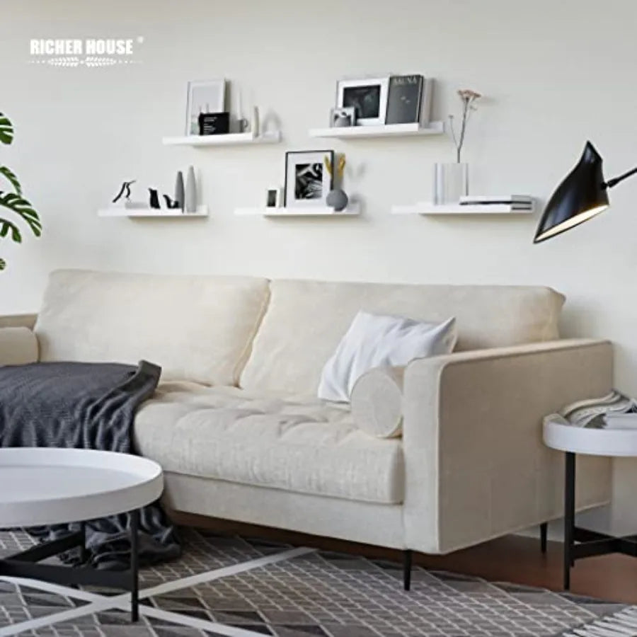 5 Set White Floating Shelves Wall Mounted Shelves for Wall Decor