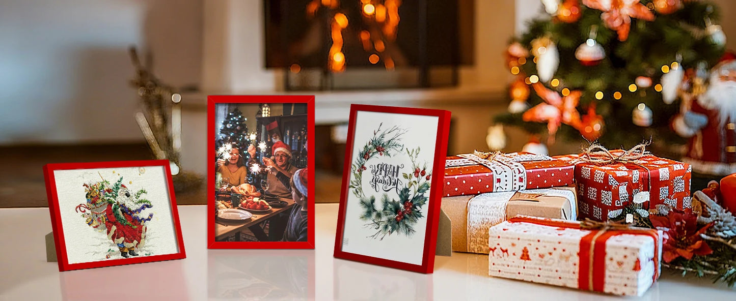 5x7 Picture Frame Set of 3, Made of High Definition Glass for 5 X 7 Black Frames, Wall and Tabletop Display Thin Border Photo Frame for Home Décor