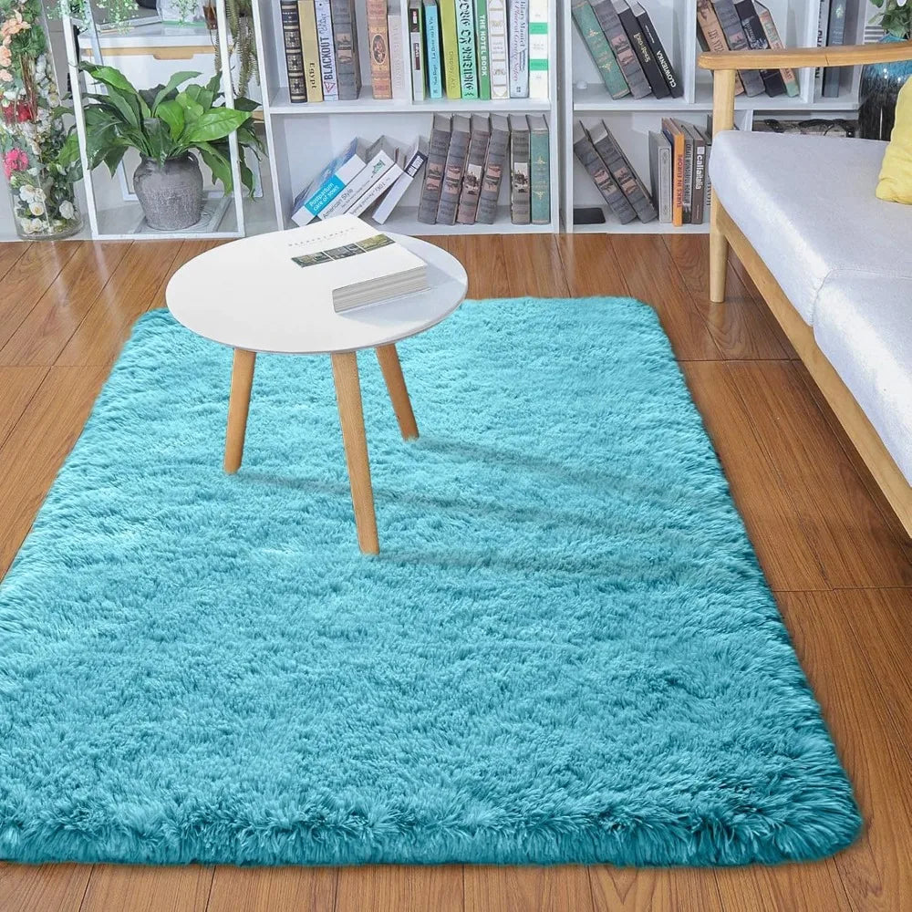 Soft Modern Indoor Shaggy Area Rug for Bedroom Livingroom Dorm  Home Decorative,Floor Carpet 2x3 Feet,Teal