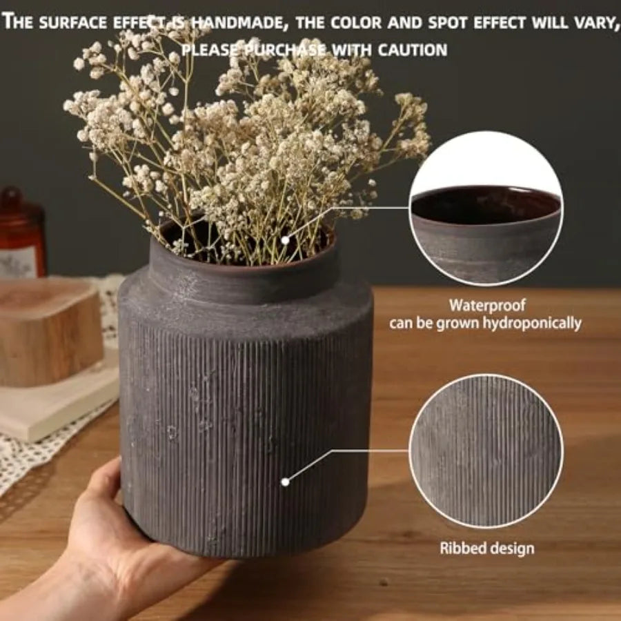 Rustic Vases for Home Decor. Ceramic Vase for Dg Table Decor. Terracotta Decorative Vase