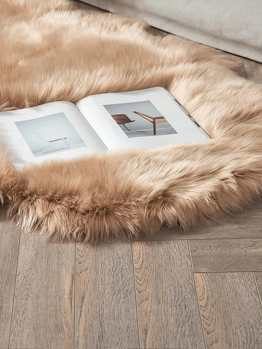 1PC Soft Faux Fur Rug White Fluffy Area Rug For Living Room