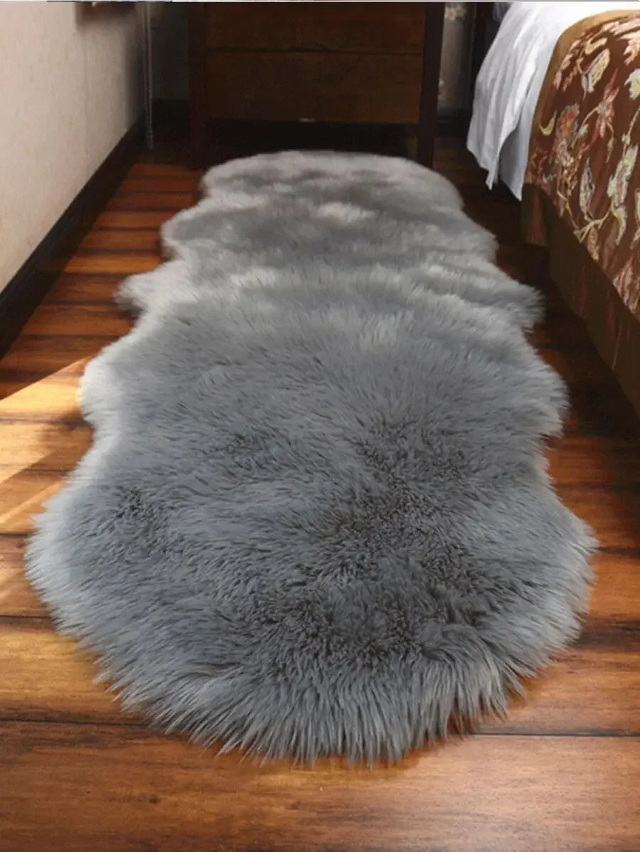 1PC Soft Faux Fur Rug White Fluffy Area Rug For Living Room