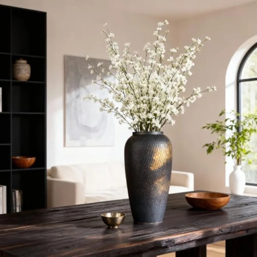 Rustic Ceramic Vase 13.8" Large Ceramic Vase for Home Decor, Modern Terracotta Floor Vase for Living Room, Entryway, Kitchen, V