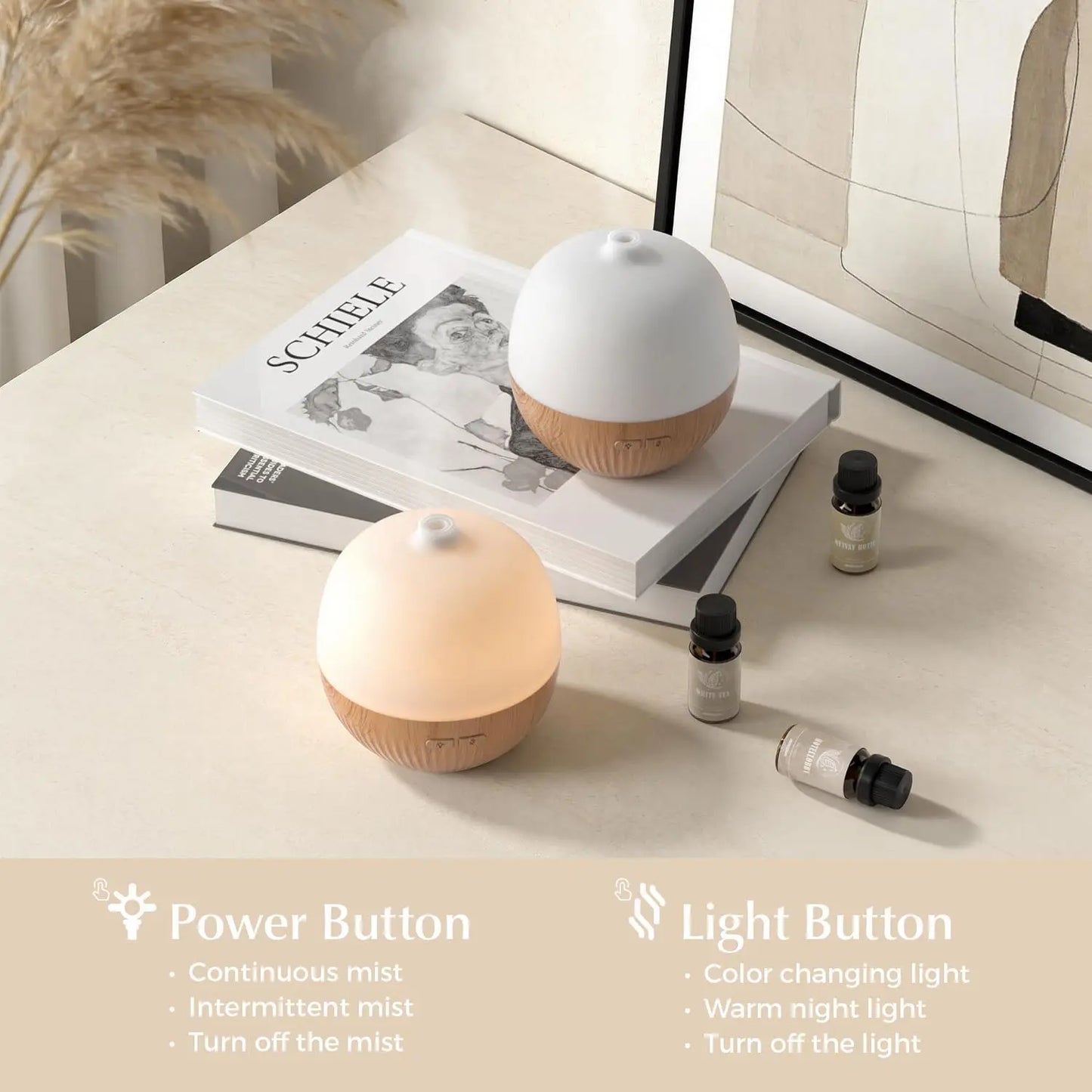 Essential Oil Diffuser, 100ml Small Aromatherapy Diffuser with Mood Light, Ultrasonic Oil Diffusers for Home, Mini Diffuser for Essential Oils, Gift for Women