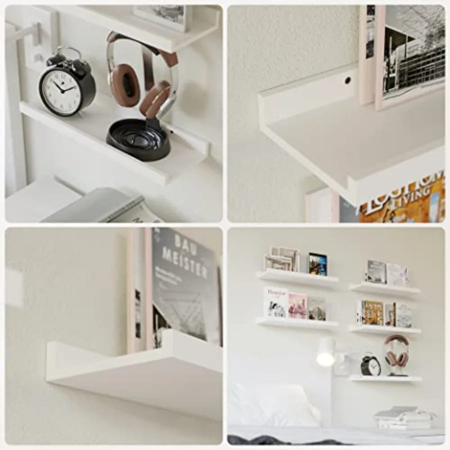 5 Set White Floating Shelves Wall Mounted Shelves for Wall Decor