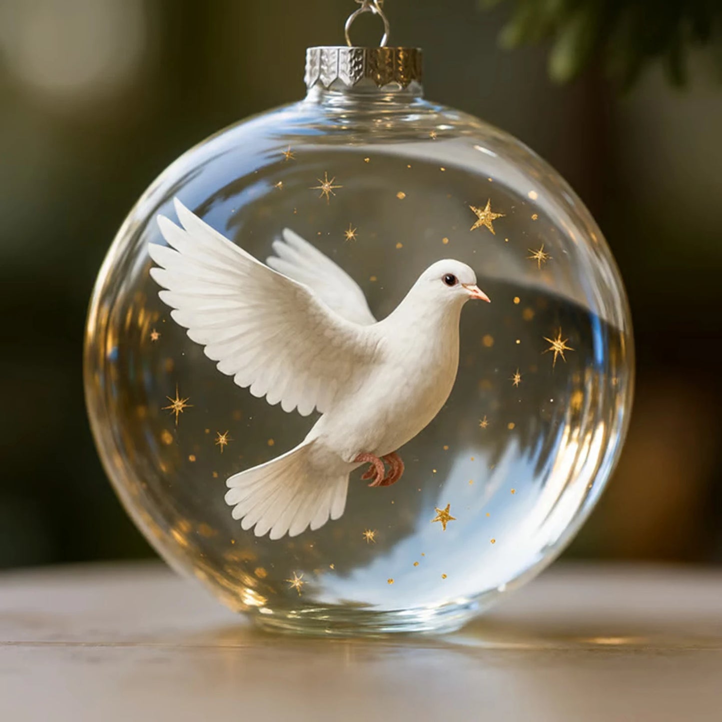 Nature's Birds Crystal Glass Ornament Set Clear Christmas Balls Xmas Tree Hanging Pendant for Holiday Christmas Party Home Decor