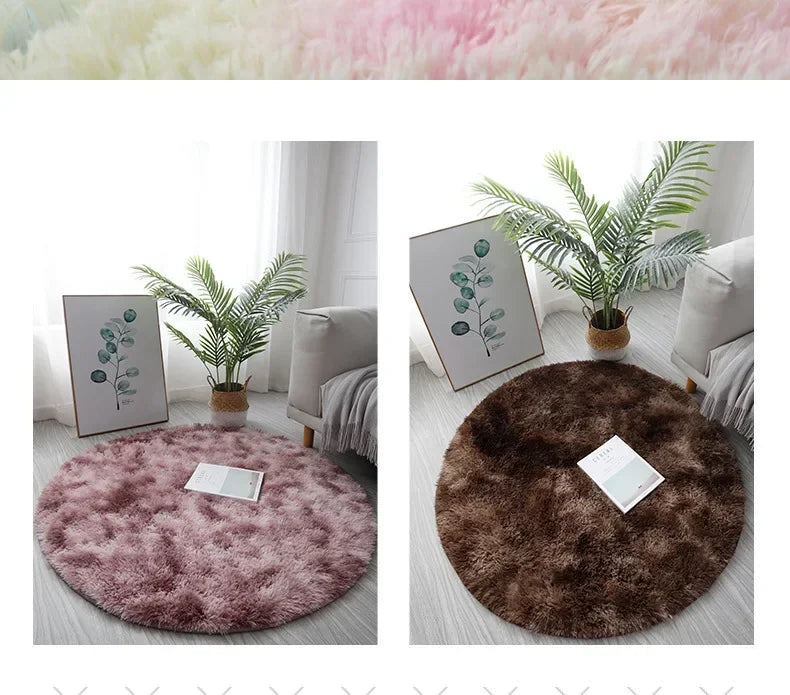 Ultra Soft Plush Round Rug Mat - Fluffy White Carpet for Living Room