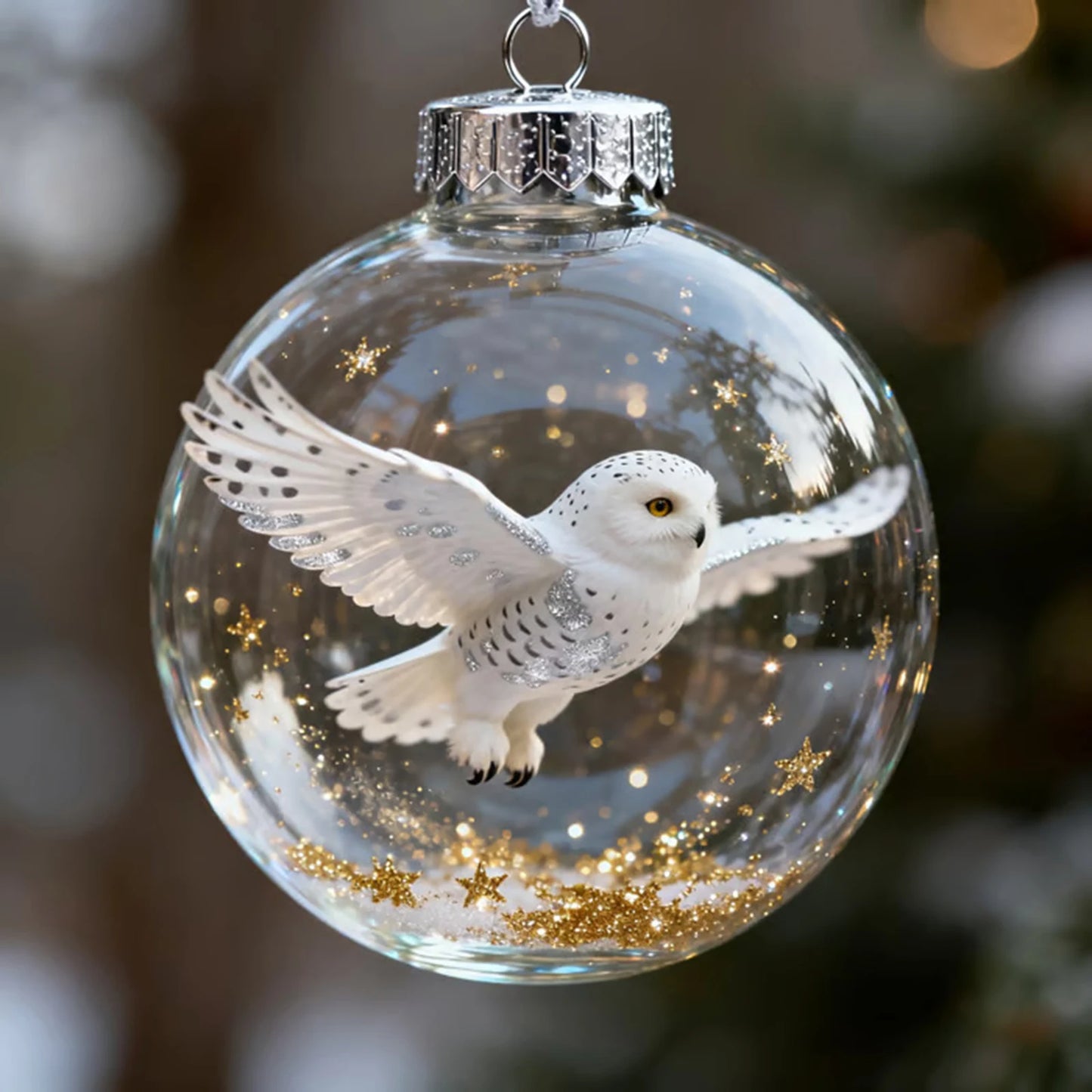 Nature's Birds Crystal Glass Ornament Set Clear Christmas Balls Xmas Tree Hanging Pendant for Holiday Christmas Party Home Decor