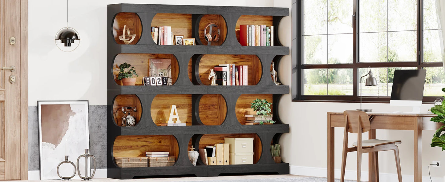 Tribesigns 71" Tall Bookcase, 4-Tier S-Shaped Bookshelf, Wood Decorative Storage Shelving, Modern Freestanding Display Shelves