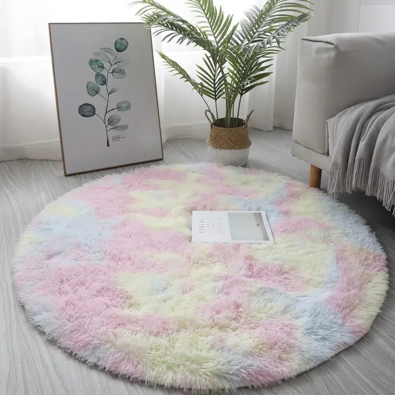 Ultra Soft Plush Round Rug Mat - Fluffy White Carpet for Living Room