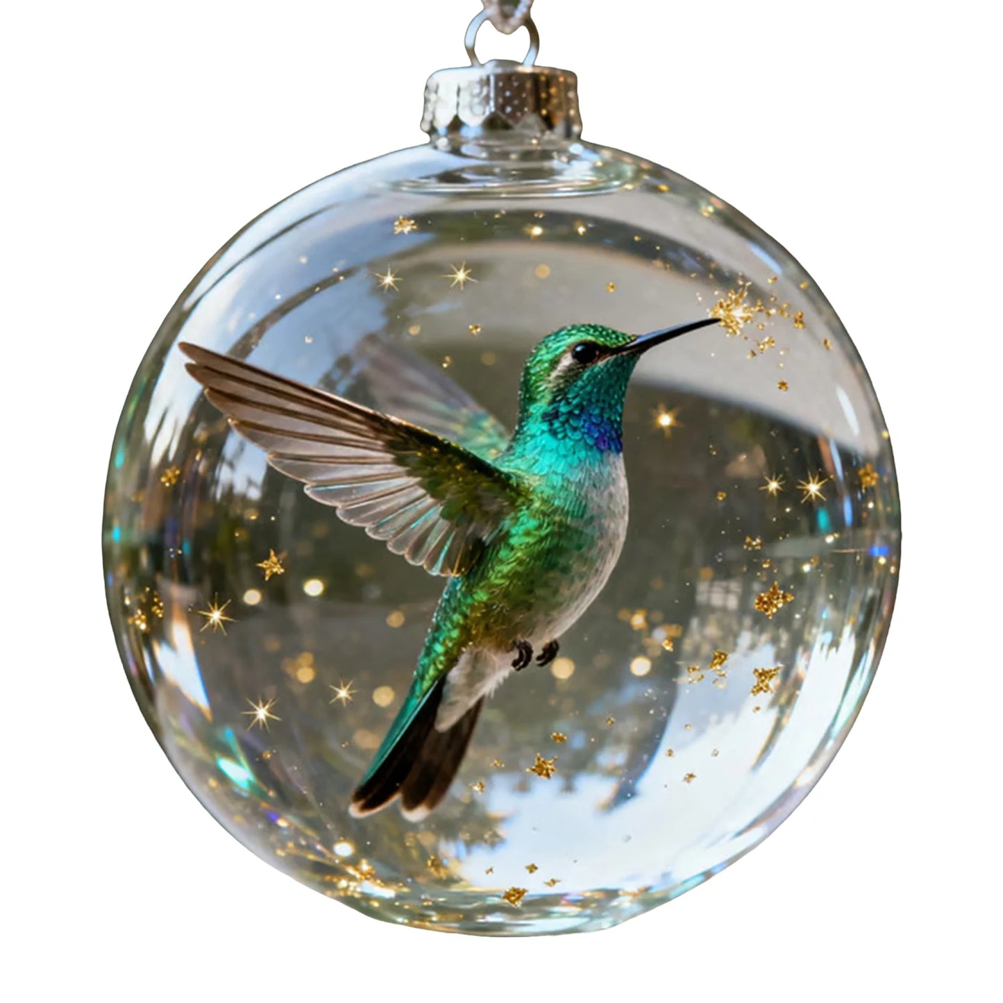 Nature's Birds Crystal Glass Ornament Set Clear Christmas Balls Xmas Tree Hanging Pendant for Holiday Christmas Party Home Decor