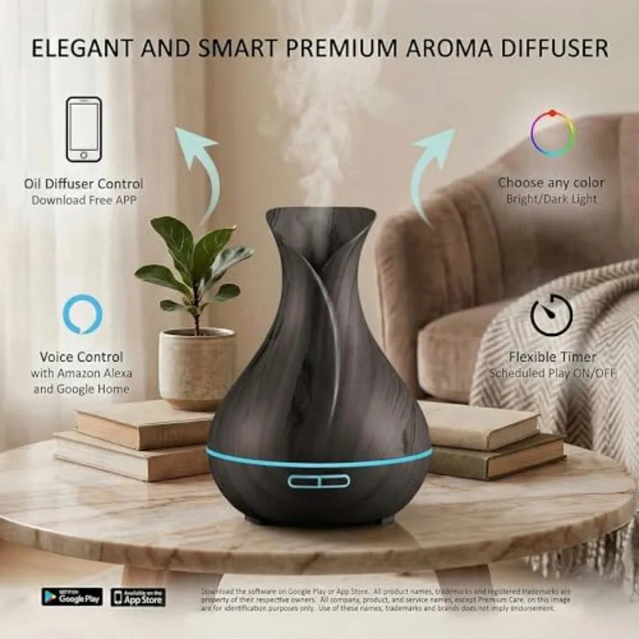 Smart WiFi Humidifier - Aromatherapy Essential Oil Diffusers with App Control and Voice Control - Works with Alexa and Google H