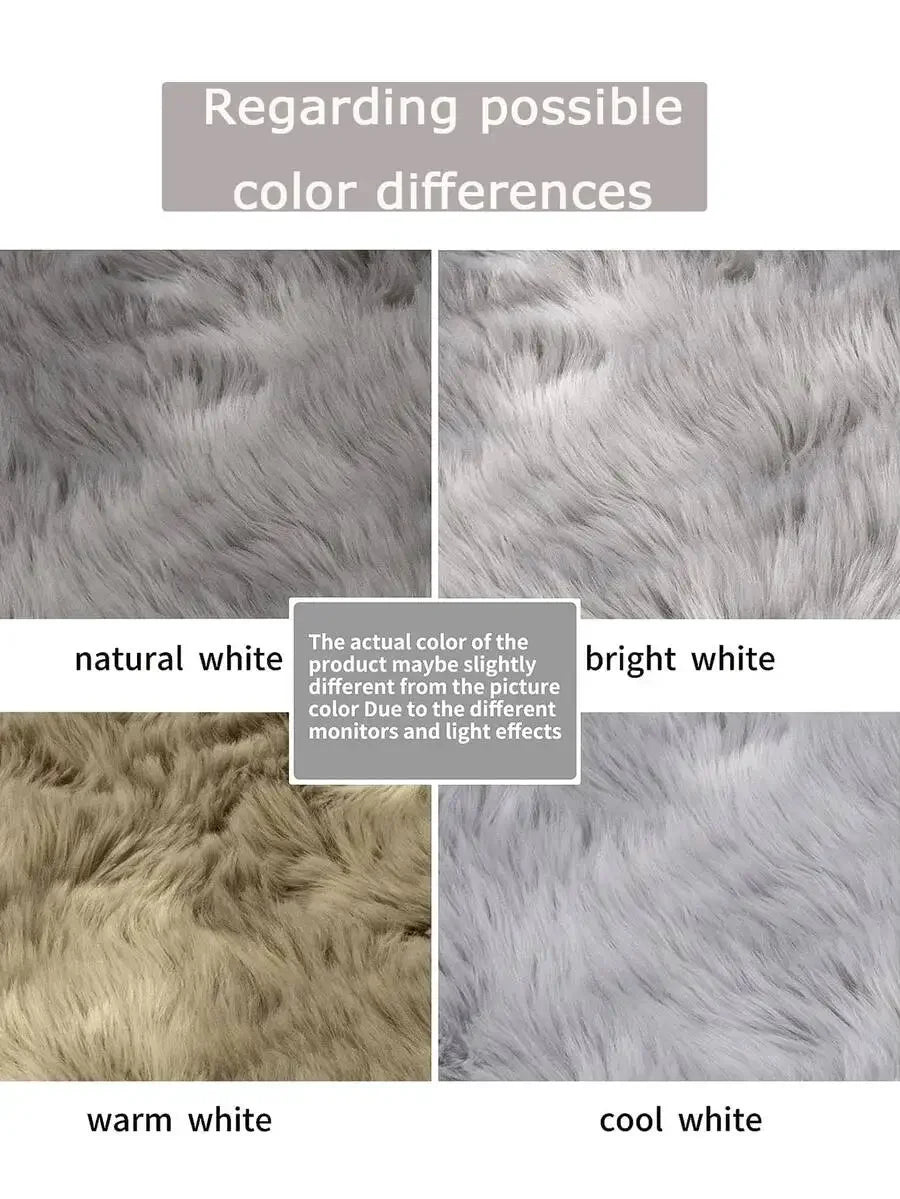 1PC Soft Faux Fur Rug White Fluffy Area Rug For Living Room