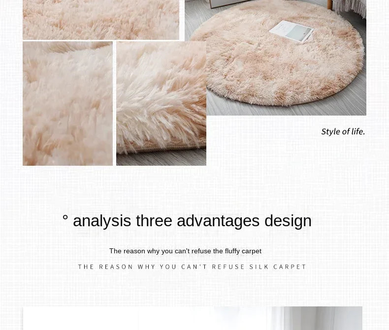 Ultra Soft Plush Round Rug Mat - Fluffy White Carpet for Living Room