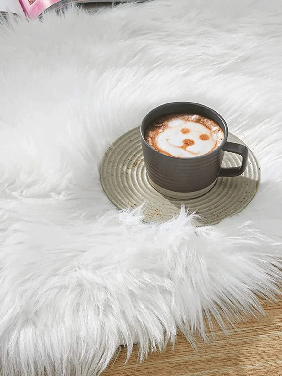1PC Soft Faux Fur Rug White Fluffy Area Rug For Living Room