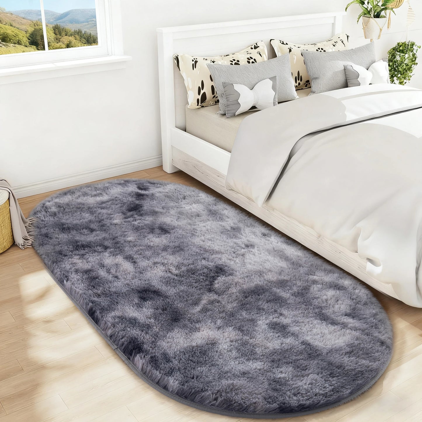 Fluffy Oval Rug Carpets for Living Room Home Decoration Warm Floor Mat