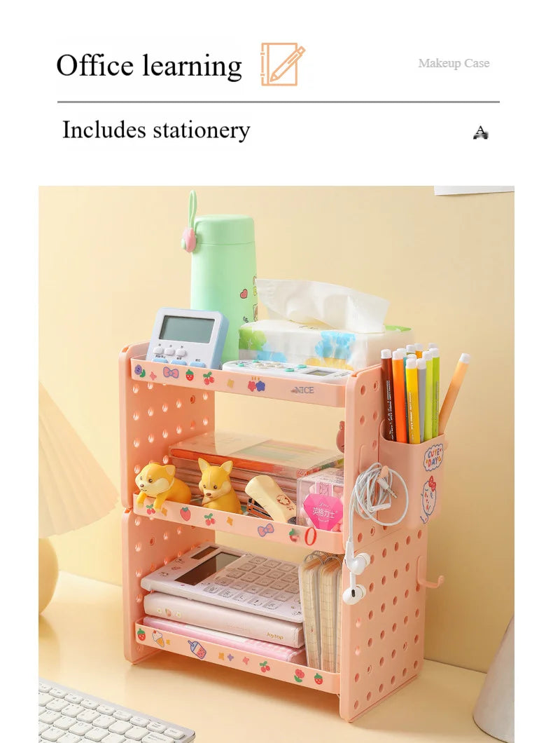 Multi-functional 3-tier Desktop Organizer, Desktop Shelf, Hole Board