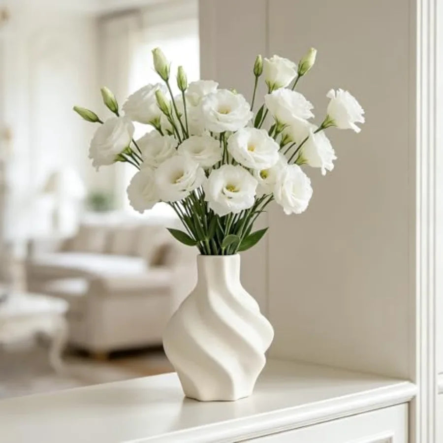 Ceramic Flower Vase Home Decor Farmhouse Rustic Vase Decorative Table Large Terracotta Vases Living Room Mantle Fireplace Kitch