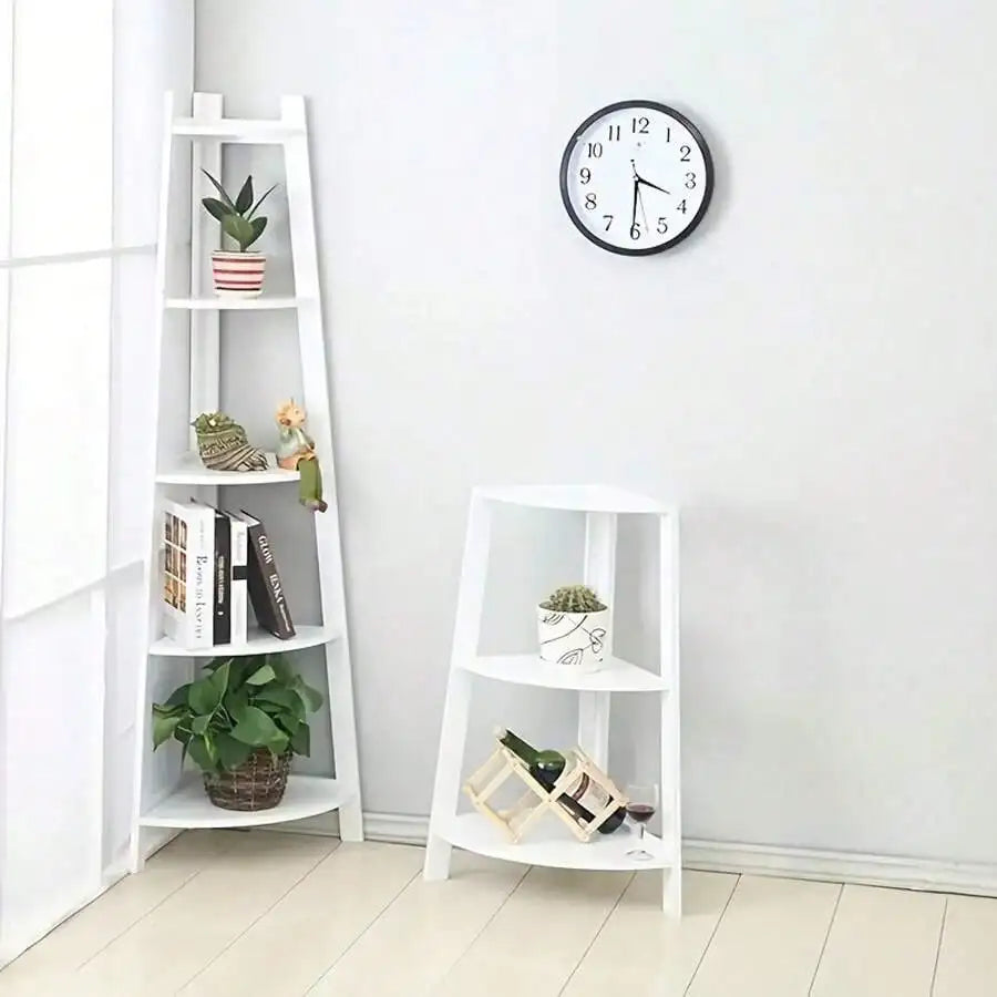 EZIFY Extra Large 5-Tier Corner Bookshelf - Heavy-Duty Space-Saving Bookcase, Lightweight PP Structure, Modern White Shelf For H