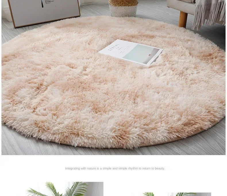 Ultra Soft Plush Round Rug Mat - Fluffy White Carpet for Living Room