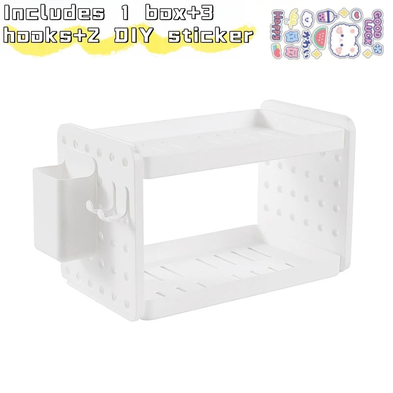 Multi-functional 3-tier Desktop Organizer, Desktop Shelf, Hole Board