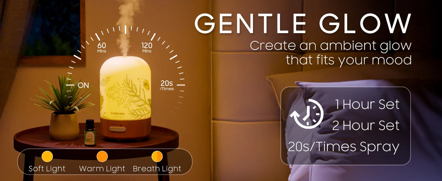 Essential Oil Diffuser, 100ML Ultrasonic Aromatherapy Fragrant Oil Vaporizer Humidifier