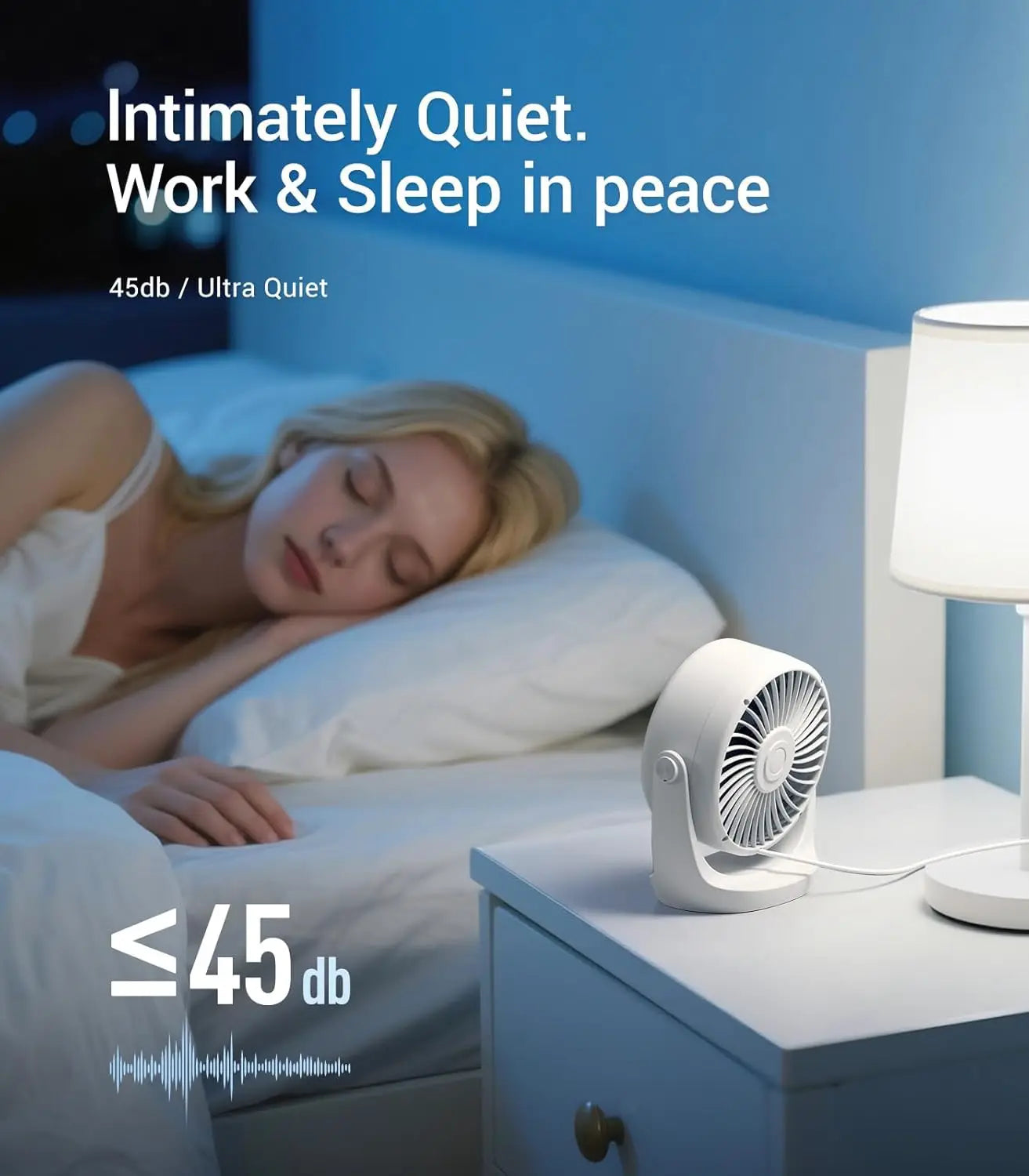 USB Desk Turbo Fan, Ultra-Quiet Mini Desk Fan, Powerful Wind, LED Display, 5 Speed, 360° Rotating Small Portable Fan for Home, Office and Outdoor Cool Tech Gadgets
