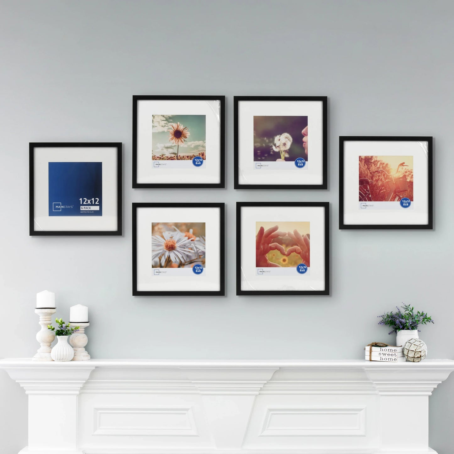 8x8 inch black matted picture frames set of six ideal for gallery wall photo displays
