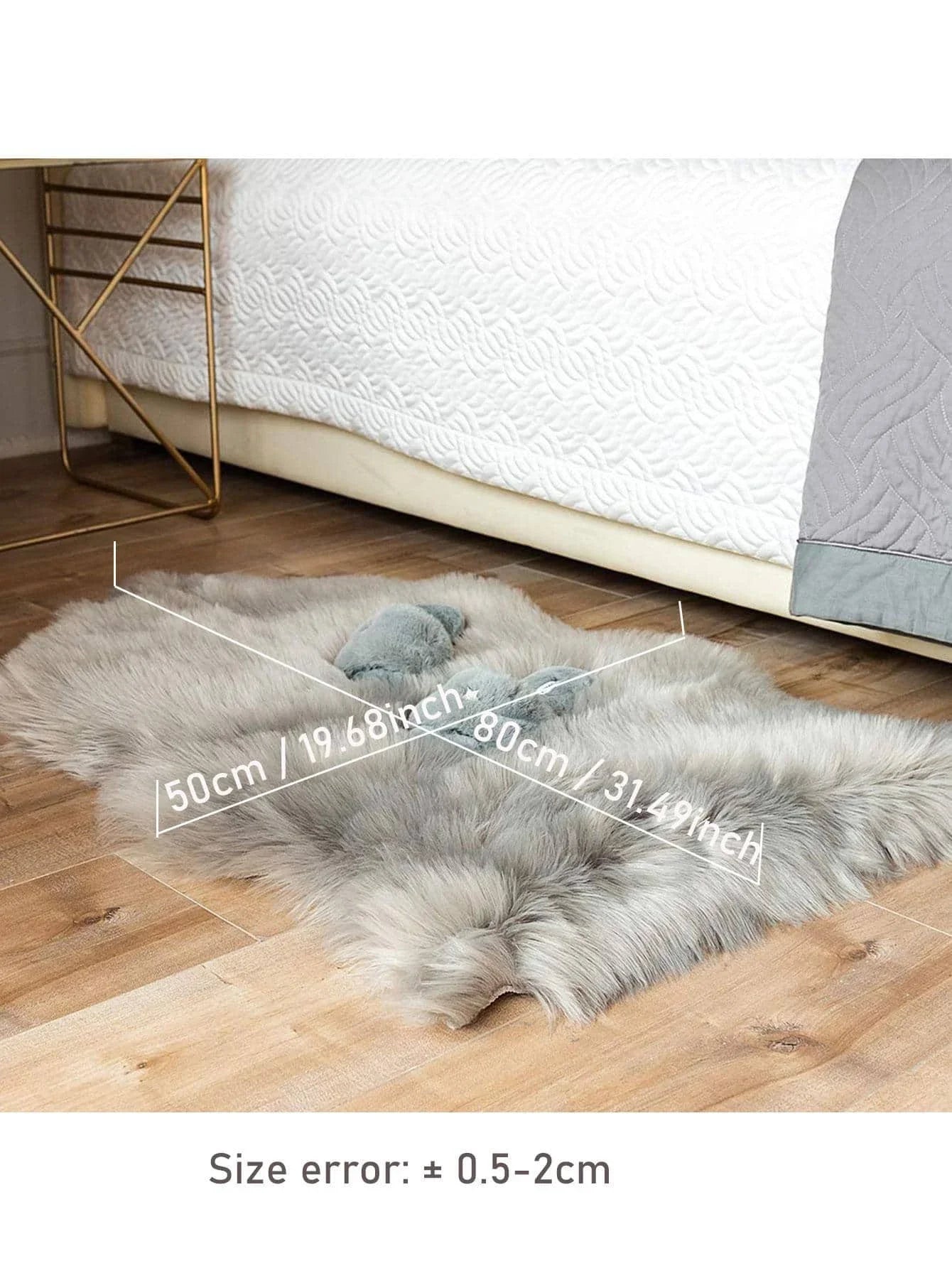 1PC Soft Faux Fur Rug White Fluffy Area Rug For Living Room