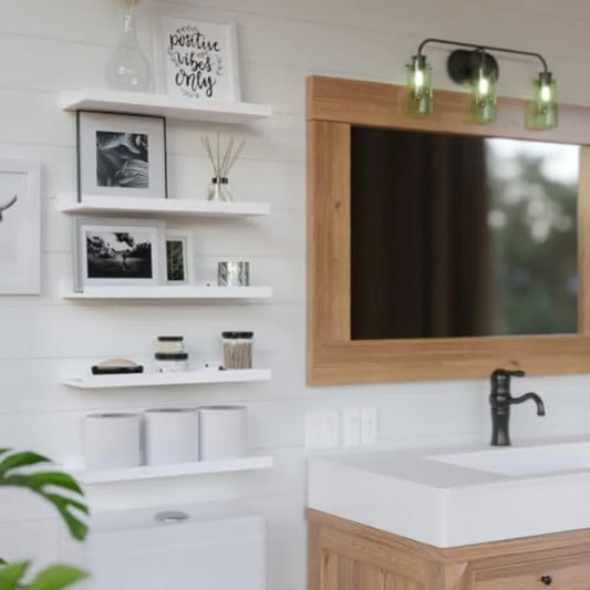5 Set White Floating Shelves Wall Mounted Shelves for Wall Decor