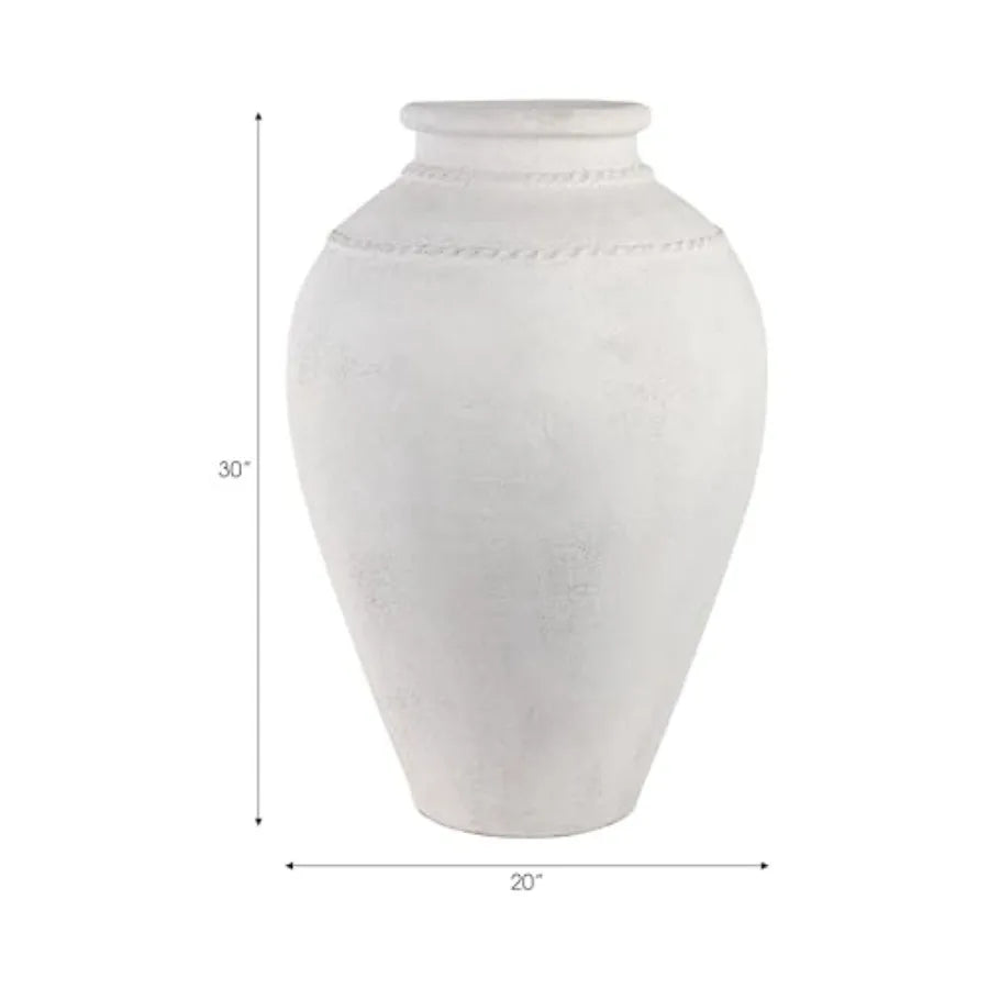 30 Terracotta Floor Vase for Living Room, Terracotta, Ivory, Handcrafted Texture and Matte Finish