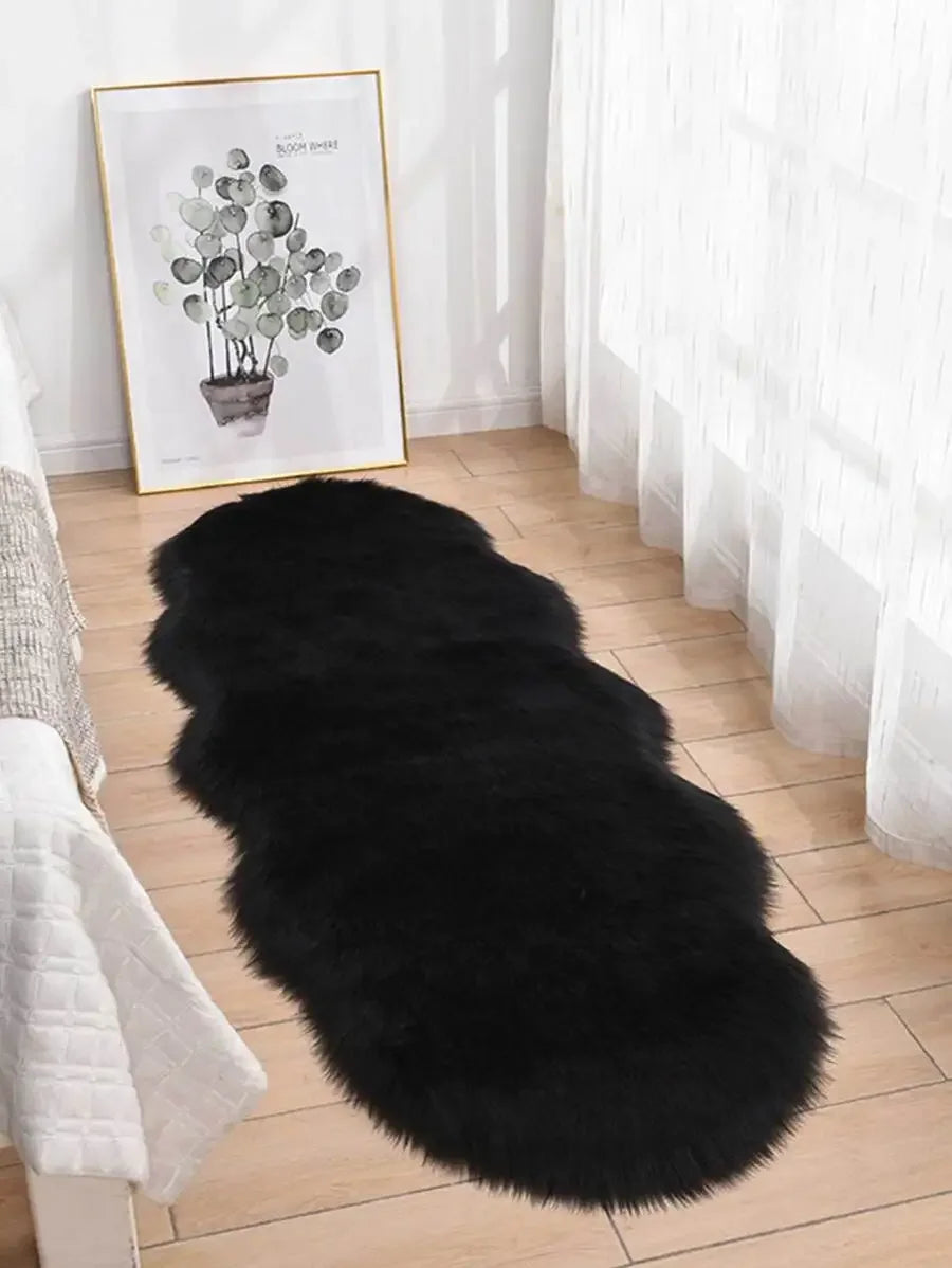 1PC Soft Faux Fur Rug White Fluffy Area Rug For Living Room