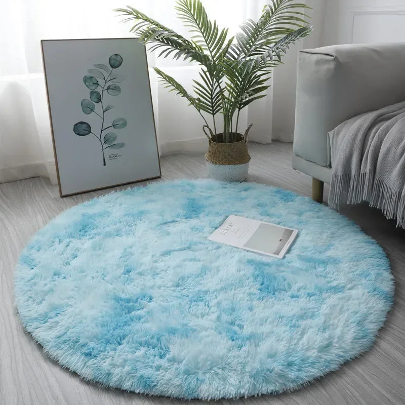 Ultra Soft Plush Round Rug Mat - Fluffy White Carpet for Living Room