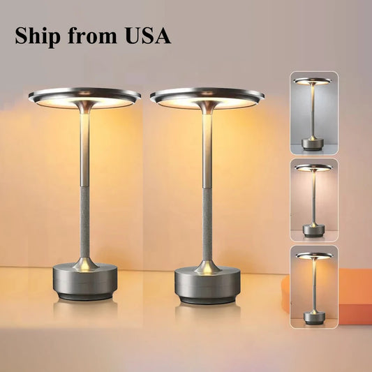 2PCS Rechargeable Wireless Table Lamp LED Touch Sensor Desktop Night Light Reading Lamp for Hotel Bar Bedroom Decor Light