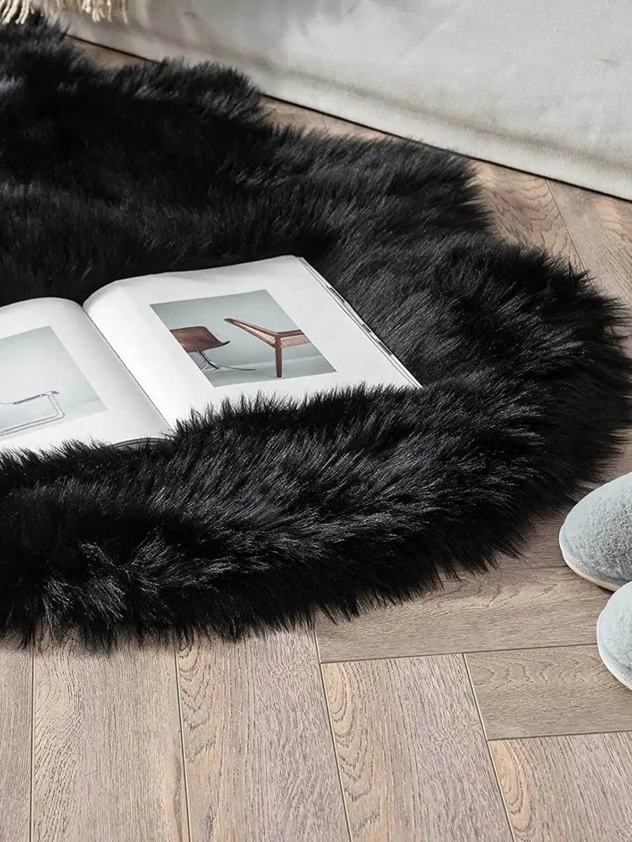 1PC Soft Faux Fur Rug White Fluffy Area Rug For Living Room