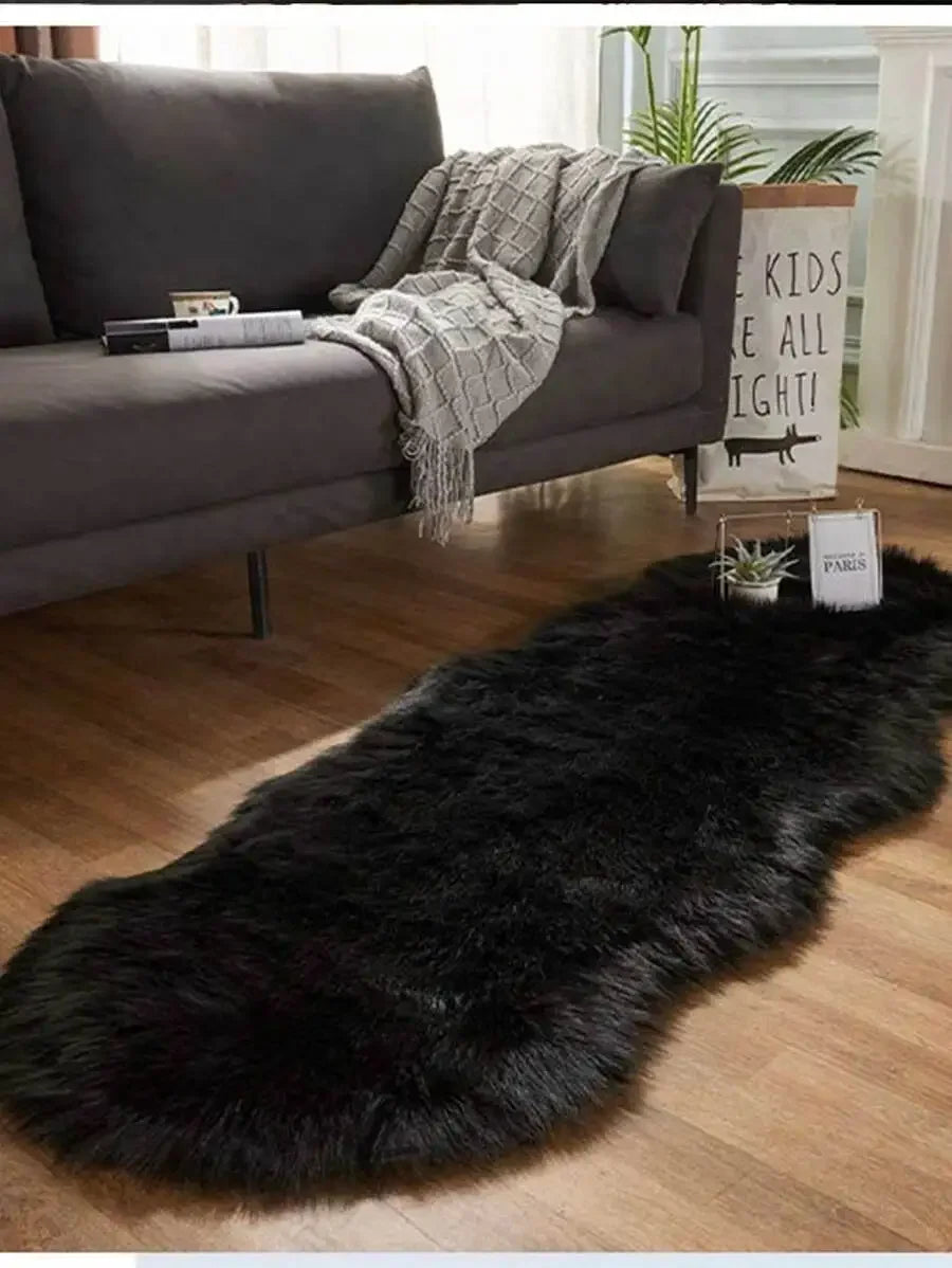 1PC Soft Faux Fur Rug White Fluffy Area Rug For Living Room