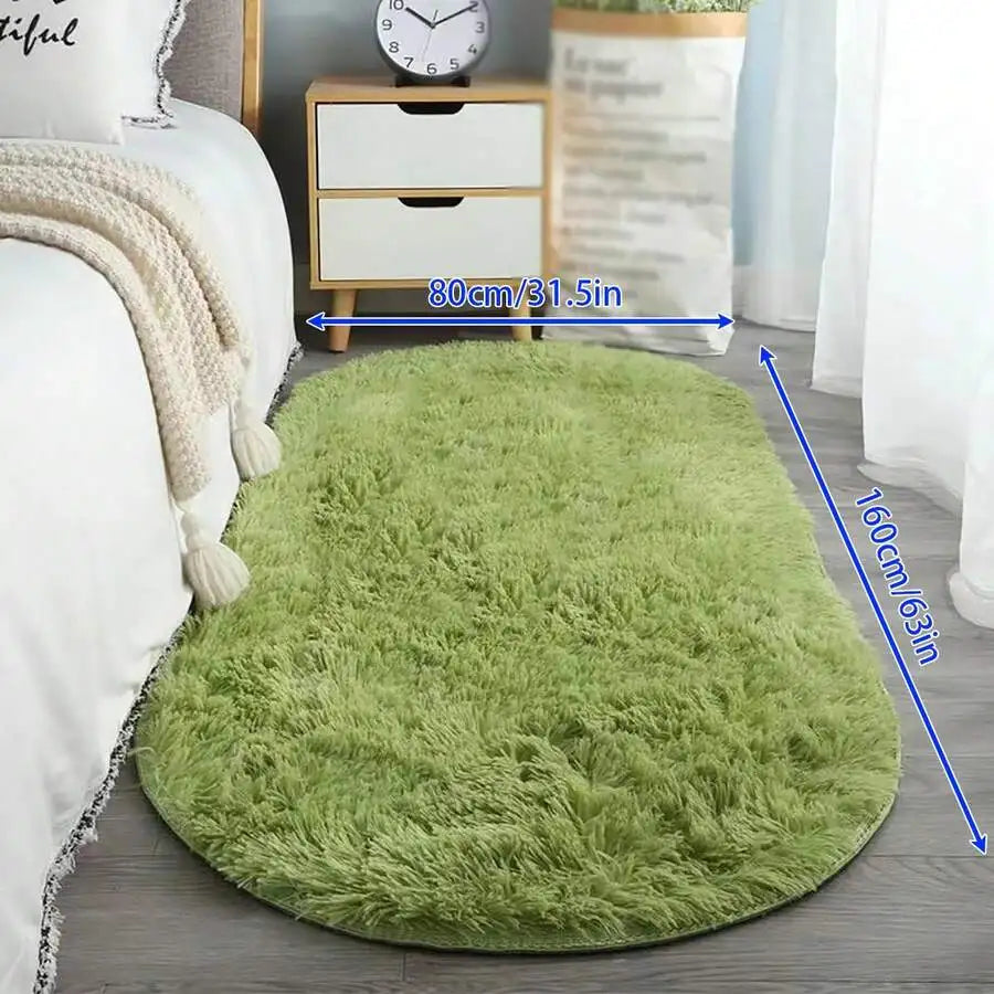 1pc Soft & Fluffy Oval Non-Slip Water-Resistant Carpet