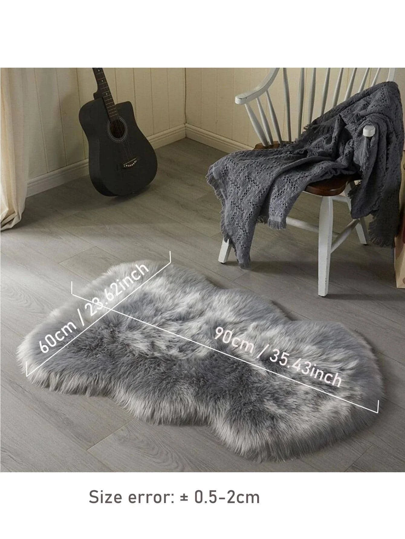 1PC Soft Faux Fur Rug White Fluffy Area Rug For Living Room