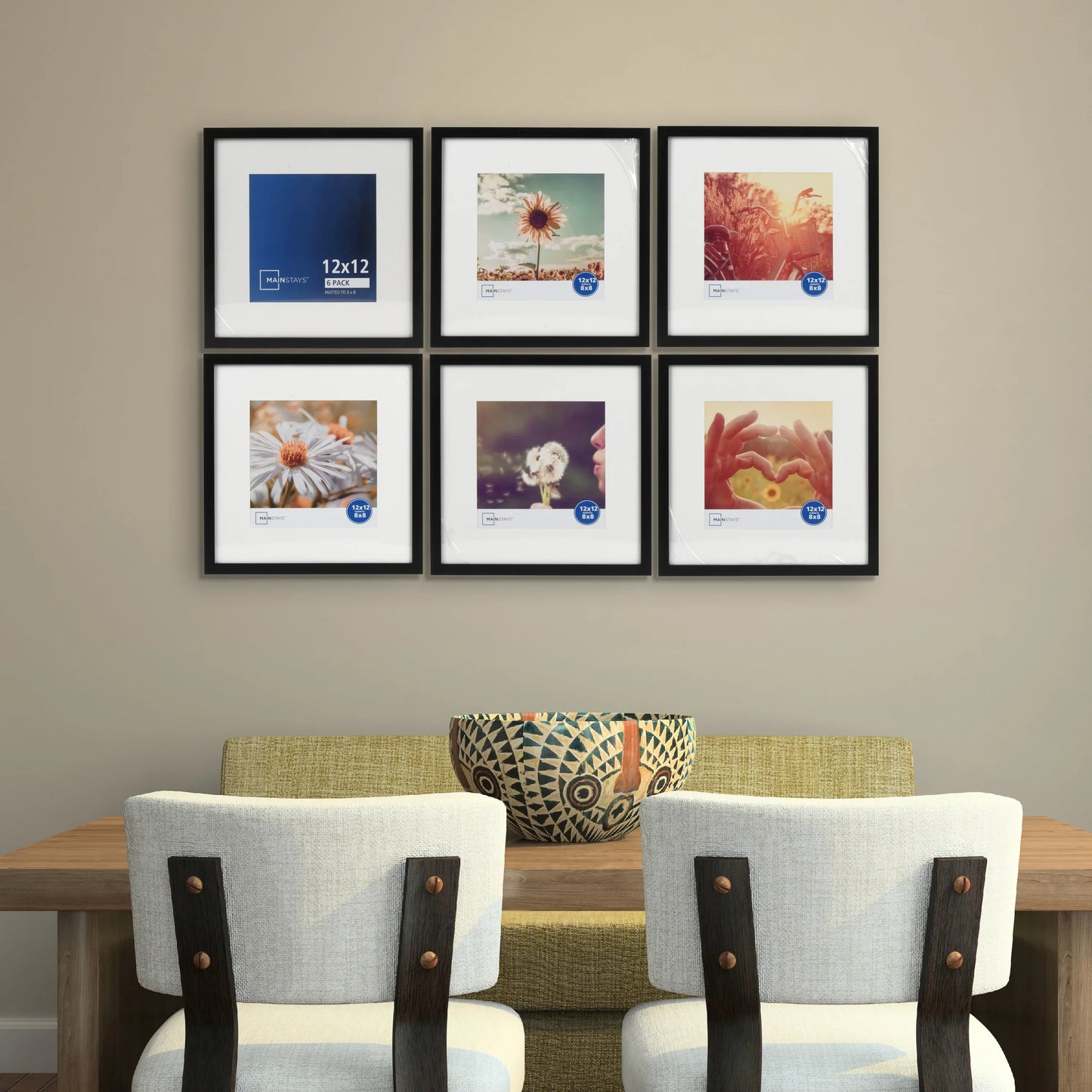 8x8 inch black matted picture frames set of six ideal for gallery wall photo displays