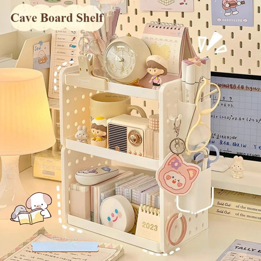 Multi-functional 3-tier Desktop Organizer, Desktop Shelf, Hole Board