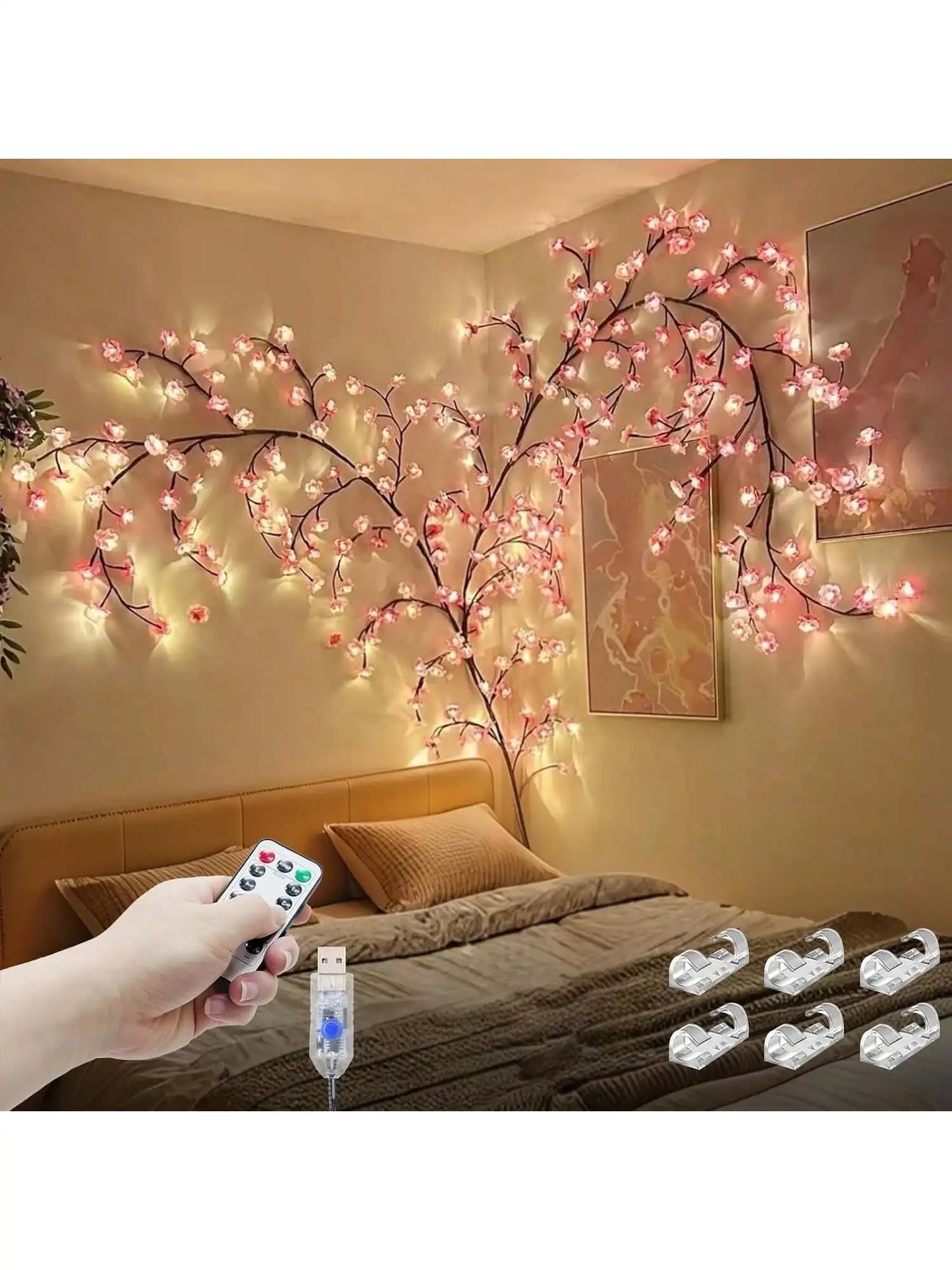 DIY Cherry LED Tree Branch Lights for Wall