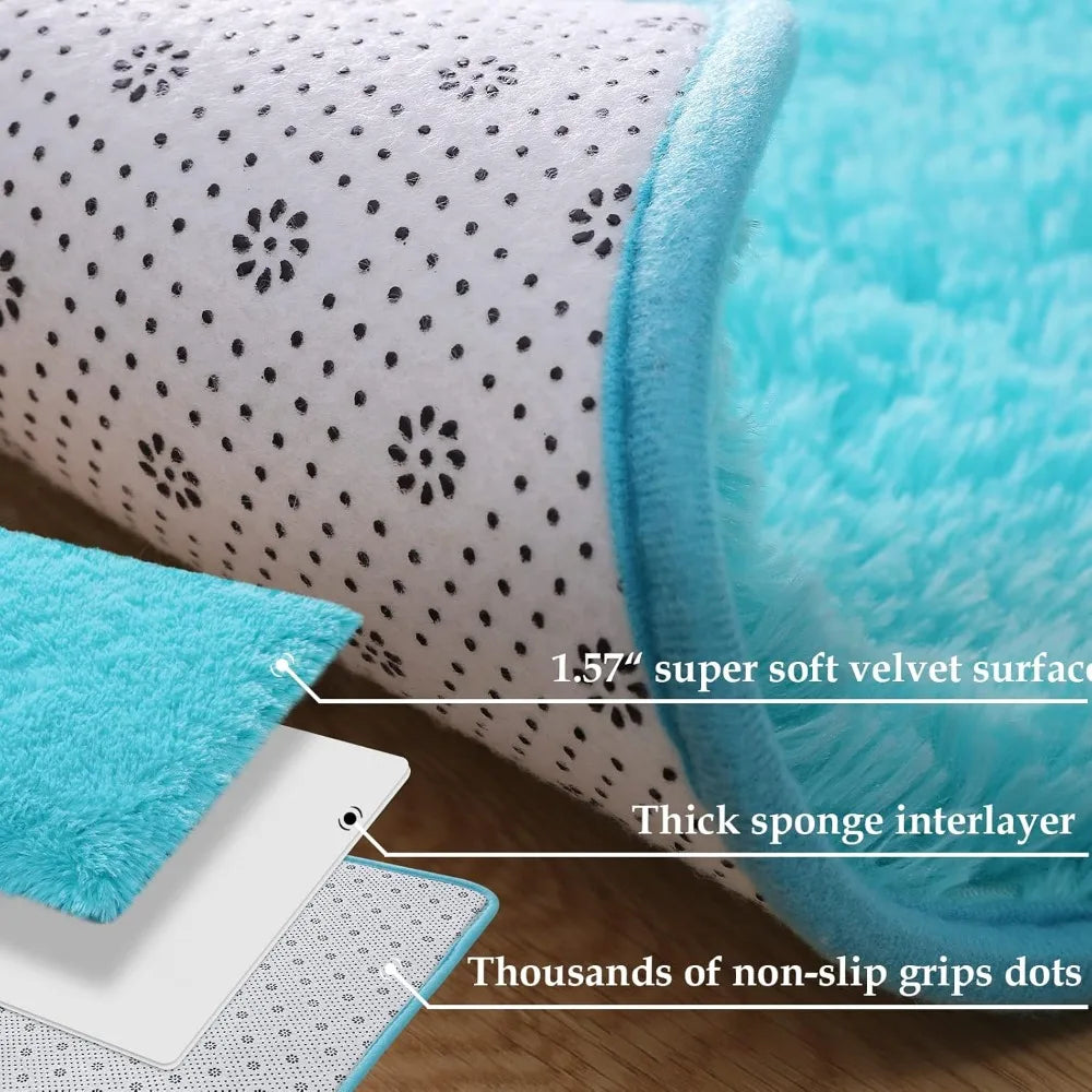Soft Modern Indoor Shaggy Area Rug for Bedroom Livingroom Dorm  Home Decorative,Floor Carpet 2x3 Feet,Teal