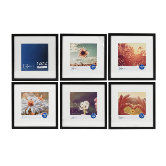 8x8 inch black matted picture frames set of six ideal for gallery wall photo displays